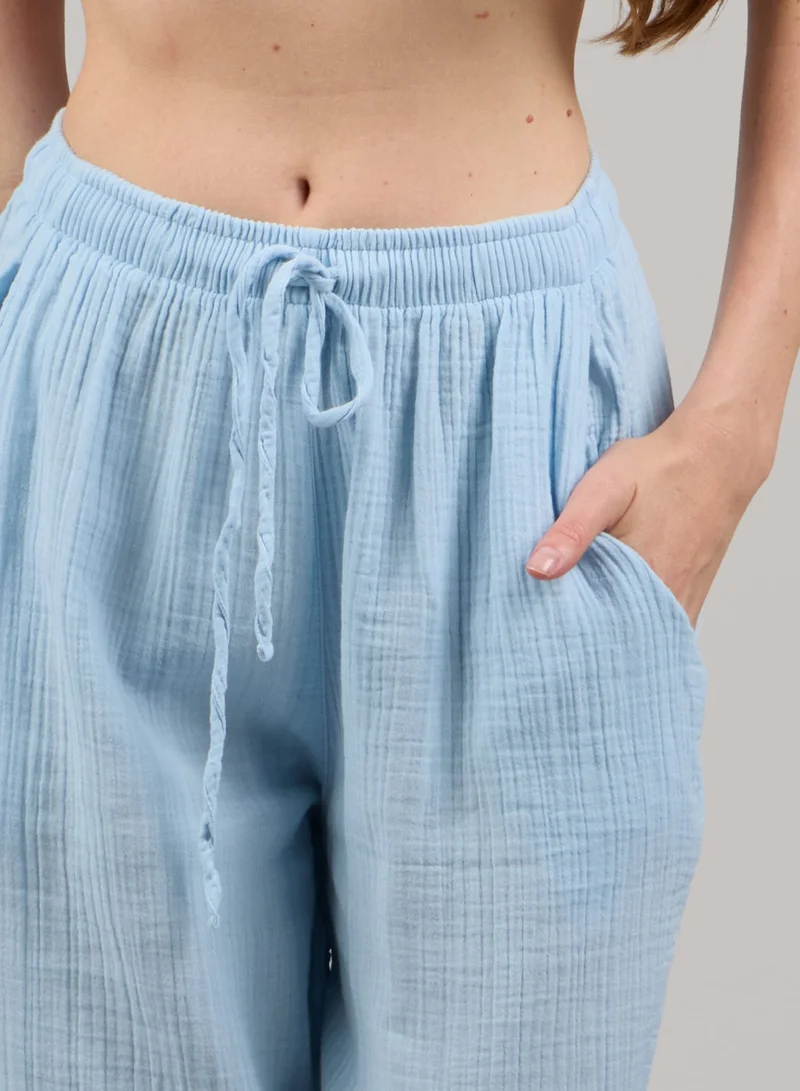 Just Nature light blue Relaxed Straight-Leg Trousers for Women | Best Price UAE
